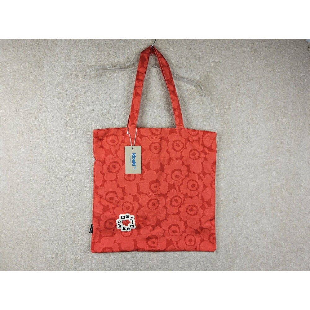 Marimekko Kioski Metka Mini Unikko Red Floral Canvas Tote Bag NWT Logo Patch